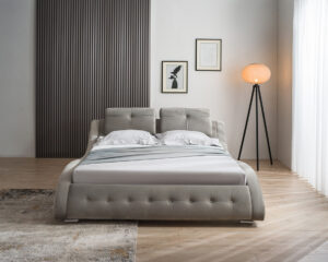 Διπλό κρεβάτι Jeremy για στρώμα 140x200cm με τελάρο, Γκρι 180x240x95cm - AL-JER458