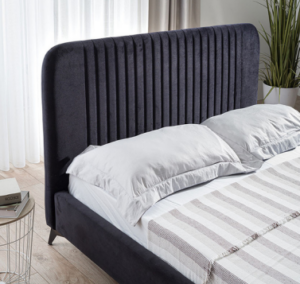 Υπέρδιπλο κρεβάτι Karina για στρώμα 180x200cm με τελάρο, Μαύρο 194x227x105cm - AL-TUS458