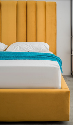 Διπλό κρεβάτι Vili για στρώμα 140x200cm με αποθηκευτικό χώρο και τελάρο, Κίτρινο 154x227x105cm - AL-WIL458