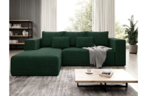 Γωνιακός καναπές - Κρεβάτι Striper με αποθηκευτικό χώρο, 255x161x91cm, Πράσινο - Αριστερή Γωνία - PL3456