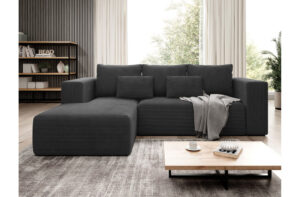 Γωνιακός καναπές - Κρεβάτι Striper με αποθηκευτικό χώρο, 255x161x91cm, Μαύρο - Αριστερή Γωνία - PL8798