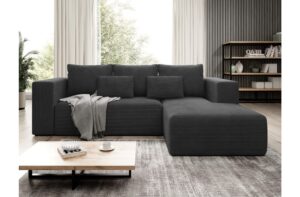 Γωνιακός καναπές - Κρεβάτι Striper με αποθηκευτικό χώρο, 255x161x91cm, Μαύρο - Δεξιά Γωνία - PL5478