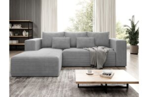 Γωνιακός καναπές - Κρεβάτι Striper με αποθηκευτικό χώρο, Γκρι - Αριστερή Γωνία - PL4567