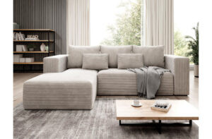 Γωνιακός καναπές - Κρεβάτι Striper με αποθηκευτικό χώρο, 255x161x91cm, Εκρού - Αριστερή Γωνία - PL9834