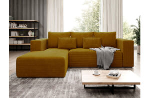 Γωνιακός καναπές - Striper με αποθηκευτικό χώρο, 255x161x91cm, Μουσταρδί - Αριστερή Γωνία PL1256