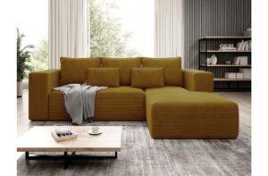 Γωνιακός καναπές - Κρεβάτι Striper με αποθηκευτικό χώρο, 255x161x91cm, Μουσταρδί - Δεξιά Γωνία - PL2334