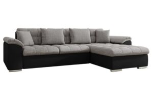 Γωνιακός καναπές - κρεβάτι Liani με αποθηκευτικό χώρο, 280x160x76ocm, Γκρι και Μαύρο - Δεξιά Γωνία - PL3780