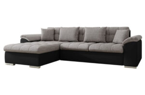 Γωνιακός καναπές - κρεβάτι Liani με αποθηκευτικό χώρο, 280x160x76, Γκρι και Μαύρο - Αριστερή Γωνία - PL2468