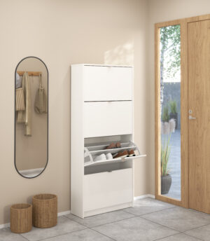 Shoes παπουτσοθήκη με 4 πτυσσόμενες πόρτες ( έως 24 ζευγάρια παπούτσια ) 70,3x24x162εκ. Λευκό