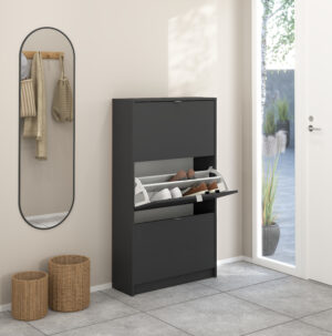 Shoes παπουτσοθήκη με 3 πτυσσόμενες πόρτες ( έως 18 ζευγάρια παπούτσια ) 70,3x24x123,6εκ. Γκρι