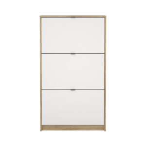 Shoes παπουτσοθήκη με 3 πτυσσόμενες πόρτες ( έως 18 ζευγάρια παπούτσια )  70,3x24x123,6εκ. Λευκό / Δρυς