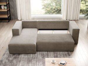 Γωνιακός καναπές - Κρεβάτι Striper με αποθηκευτικό χώρο, Γκρι - Αριστερή Γωνία - PL4567