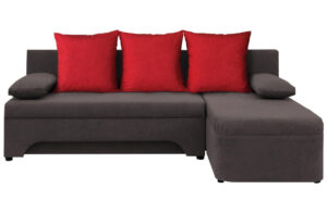Γωνιακός καναπές - κρεβάτι Ramo αναστρέψιμος με αποθηκευτικό χώρο , 191x142x83cm, Γκρι και Κόκκινο - PL1632