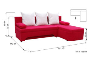 Γωνιακός καναπές - κρεβάτι Ramo αναστρέψιμος με αποθηκευτικό χώρο , 191x142x83cm, Καφέ - PL4216