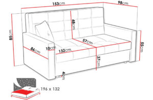Καναπές - κρεβάτι Vina lux με αποθηκευτικό χώρο, 153x98x85cm, Κεραμίδι - PL7193