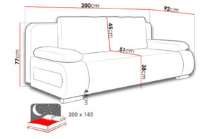 Καναπές - κρεβάτι Mena με αποθηκευτικό χώρο, 200x92x77cm, Καφέ - PL1638