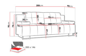 Καναπές - κρεβάτι Rena με αποθηκευτικό χώρο, 200x90x90cm, Γκρι ανοιχτό - PL6482