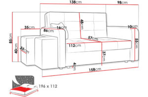 Καναπές - κρεβάτι Vima Διθέσιος με αποθηκευτικό χώρο , 138x98x85cm , Μωβ - Αριστερή Γωνία - PL0584