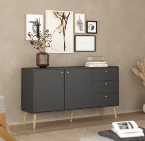 Bodo μπουφές με 2 πόρτες και 3 συρτάρια 147x39x81,7εκ. Γκρι