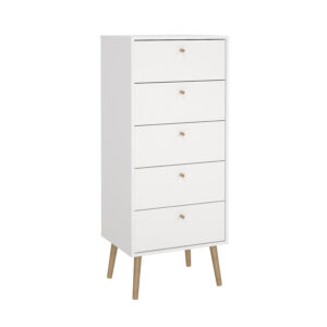 Bodo συρταριέρα ψηλή με 5 συρτάρια 50x39x120εκ. Λευκό