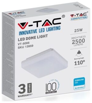 V-TAC Τετράγωνο Εξωτερικό LED Panel Ισχύος 25W με Ψυχρό Λευκό Φως 30x30εκ. 13979