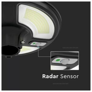 V-TAC Ηλιακό Φωτιστικό Κήπου LED SMD 10W Αδιάβροχο IP65 1500lm 120° με Αισθητήρα RF και Χειριστήριο Ψυχρό Λευκό Μαύρο Σώμα 5153