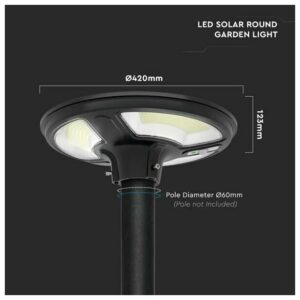 V-TAC Ηλιακό Φωτιστικό Κήπου LED SMD 7.5W Αδιάβροχο IP65 1000lm 120° με Αισθητήρα RF και Χειριστήριο Ψυχρό Λευκό Μαύρο Σώμα 5151