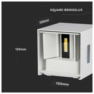 V-TAC Επιτοίχιο Φωτιστικό LED 5W 230V 5°-120° 700lm IP65 Τετράγωνο Up-Down Άσπρο Ζεστό Λευκό 217079