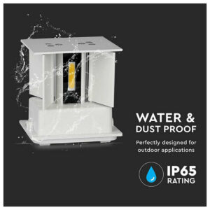 V-TAC Επιτοίχιο Φωτιστικό LED 5W 230V 5°-120° 700lm IP65 Τετράγωνο Up-Down Άσπρο Ζεστό Λευκό 217079