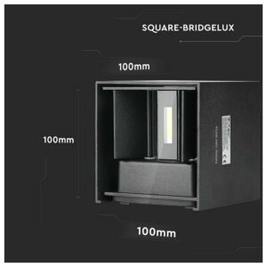 V-TAC Επιτοίχιο Φωτιστικό LED 5W 230V 5°-120° 700lm IP65 Τετράγωνο Up-Down Μαύρο Φυσικό Λευκό 217087