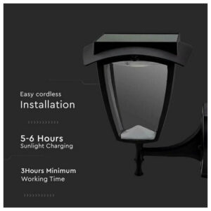 LED SOLAR WALL LAMP 3000K+6000K MATT BLACK BODY