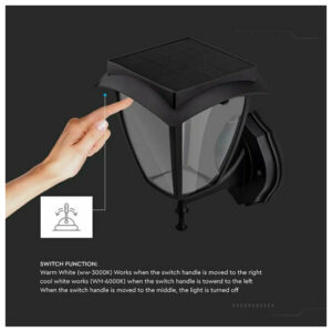 LED SOLAR WALL LAMP 3000K+6000K MATT BLACK BODY