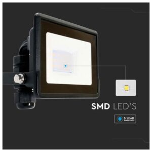 V-TAC Προβολέας LED Samsung chip 20W Ψυχρό λευκό 6500K Μαύρο σώμα με απευθείας σύνδεση 20309