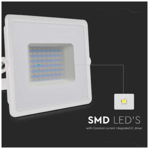 V-TAC Προβολέας LED 50W θερμό λευκό 3000K λευκό σώμα 215961