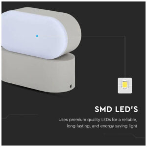 V-TAC Φωτιστικό Τοίχου Απλίκα Κινητή Γκρι 6W IP65 Φως Ημέρας 218291