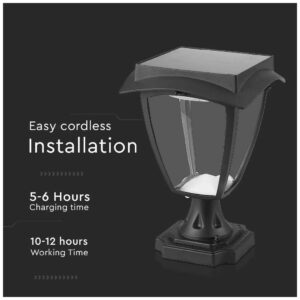 V-TAC Ηλιακό Φωτιστικό Κήπου LED 2W 110lm 170° Αδιάβροχο IP44 Επιτοίχιο 3σε1 Ζεστό + Φυσικό + Ψυχρό Λευκό Μαύρο Ματ Σώμα 2889