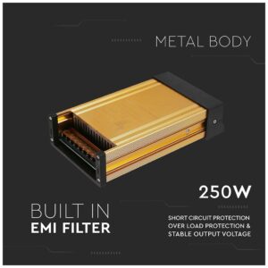 V-TAC Τροφοδοτικό Μεταλλικό/Πλαστικό IP45 DC:12V 250W 3232