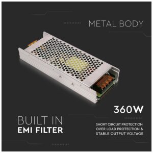 V-TAC Τροφοδοτικό Slim για LED Μεταλλικό 360 W 15Α 24V DC 5 Χρόνια εγγύηση 3275