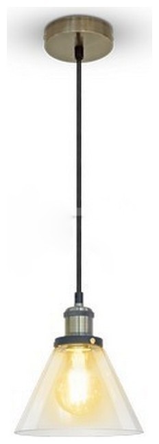 Κρεμαστό Φωτιστικό Vintage  V-TAC Χωνί Διάφανο Γυαλί και ντουί Ε27 Φ180mm 3738