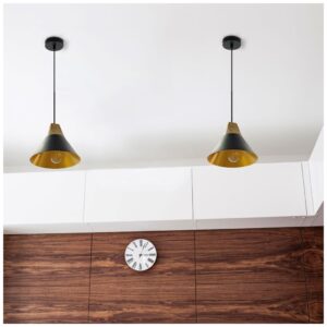 Κρεμαστό Φωτιστικό V-TAC Καπέλο Κώνος Αλουμίνιο Μαύρο με Ξύλινη Βάση και ντουί Ε27 Φ260mm 3757