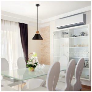 Κρεμαστό Φωτιστικό V-TAC Καπέλο Κώνος Αλουμίνιο Μαύρο με Ξύλινη Βάση και ντουί Ε27 Φ260mm 3757