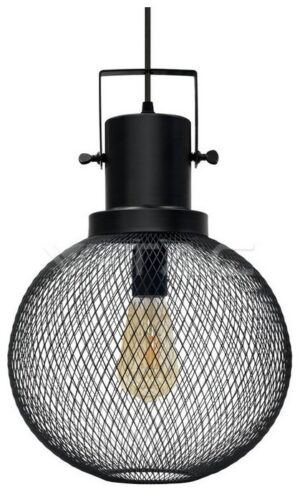 Κρεμαστό Φωτιστικό V-TAC Μεταλλικό Πλέγμα Σχήμα Γλόμπου Μαύρο Μάτ με ντουί Ε27 3859