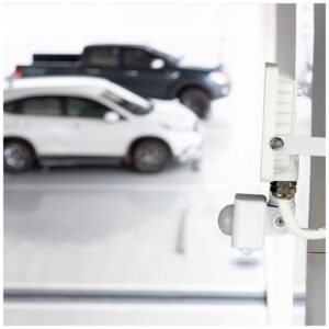 LED Προβολέας 10W SAMSUNG CHIP slim SMD Λευκός με Ανιχνευτή Κίνησης IP65 Θερμό Λευκό 433