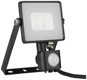 LED Προβολέας 10W slim SMD SAMSUNG CHIP με Ανιχνευτή Κίνησης IP65 Μαύρος Θερμό Λευκό 5 Χρόνια Εγγύηση 436