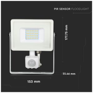 LED Προβολέας 20W SAMSUNG CHIP slim SMD Λευκός με Ανιχνευτή Κίνησης IP65 Θερμό Λευκό 448