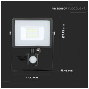 LED Προβολέας 20W slim SMD SAMSUNG CHIP με Ανιχνευτή Κίνησης IP65 Μαύρος Φώς Ημέρας 5 Χρόνια Εγγύηση 452