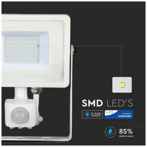 LED Προβολέας 30W slim SMD SAMSUNG CHIP με Ανιχνευτή Κίνησης IP65 Λευκός Φως Ημέρας 5 Χρόνια Εγγύηση 458