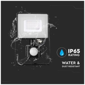 LED Προβολέας 30W slim SMD SAMSUNG CHIP με Ανιχνευτή Κίνησης IP65 Μαύρος Ψυχρό Λευκό 5 Χρόνια Εγγύηση 462