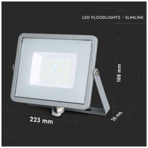 V-TAC Προβολέας LED SMD 50W 4000lm 100° IP65 Samsung Chip G2 Γκρι Σώμα Φυσικό Λευκό 21464