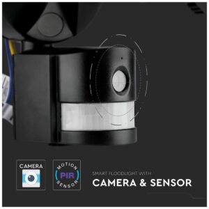 V-TAC προβολέας ασφάλειας LED 18W με WiFi Sensor Camera Μαύρος Ψυχρό Λευκό 5917